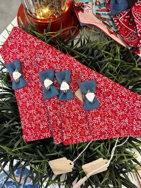 Handmade Red Western Floral Dog Bandanna Pet Collar NEW